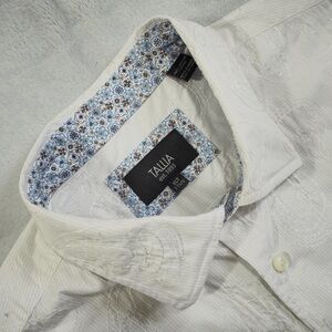 TALLIA Sz XLT White Paisley Men's Shirt Flip Cuff